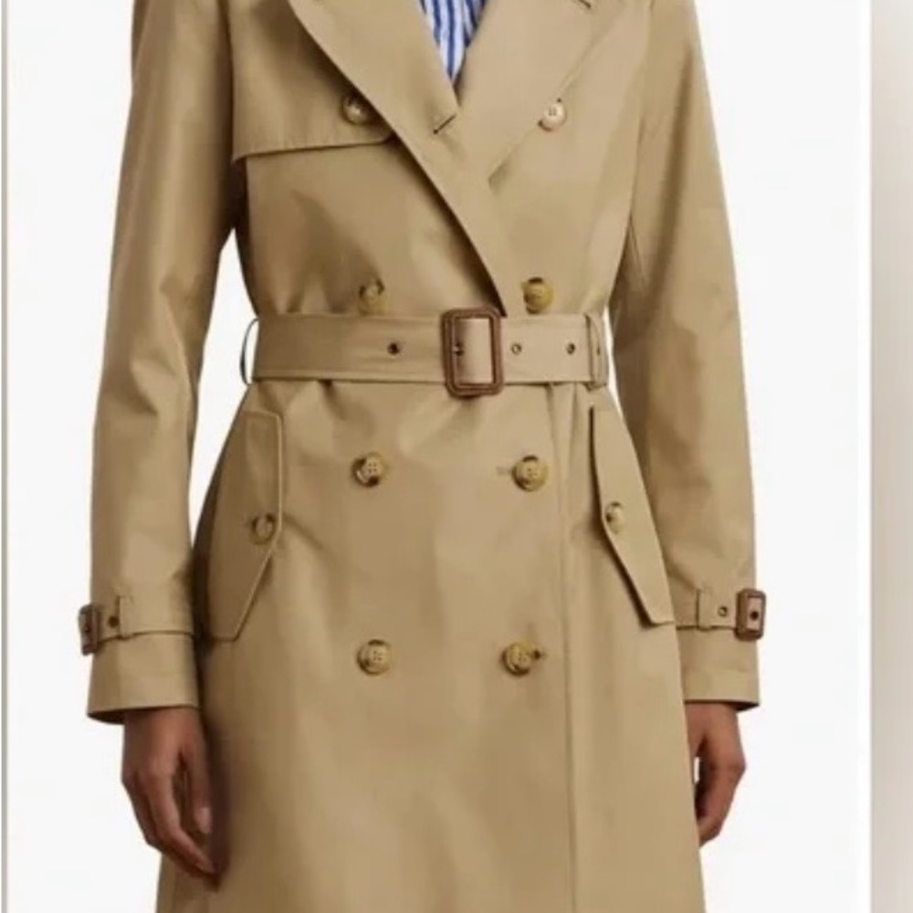 Ralph Lauren Beige Double-Breasted Trench Coat MSRP $240